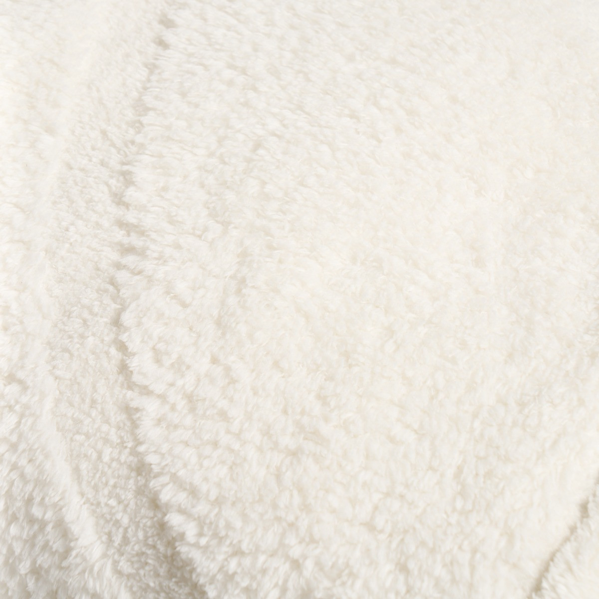 OHS Tufted Contour Teddy Fleece Throw, Ivory - 125 x 150cm>