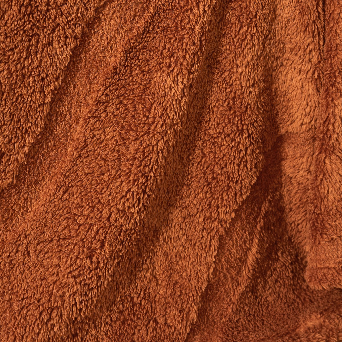OHS Tufted Contour Teddy Fleece Throw, Rust - 125 x 150cm>