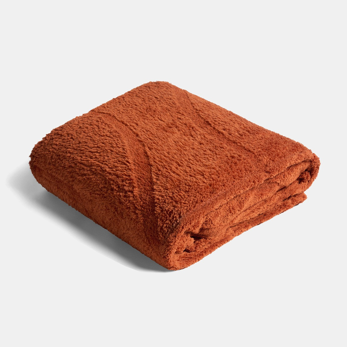OHS Tufted Contour Teddy Fleece Throw - Rust>