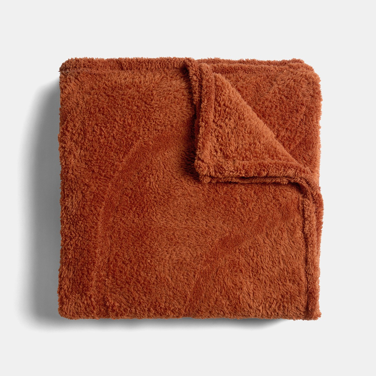 OHS Tufted Contour Teddy Fleece Throw - Rust>