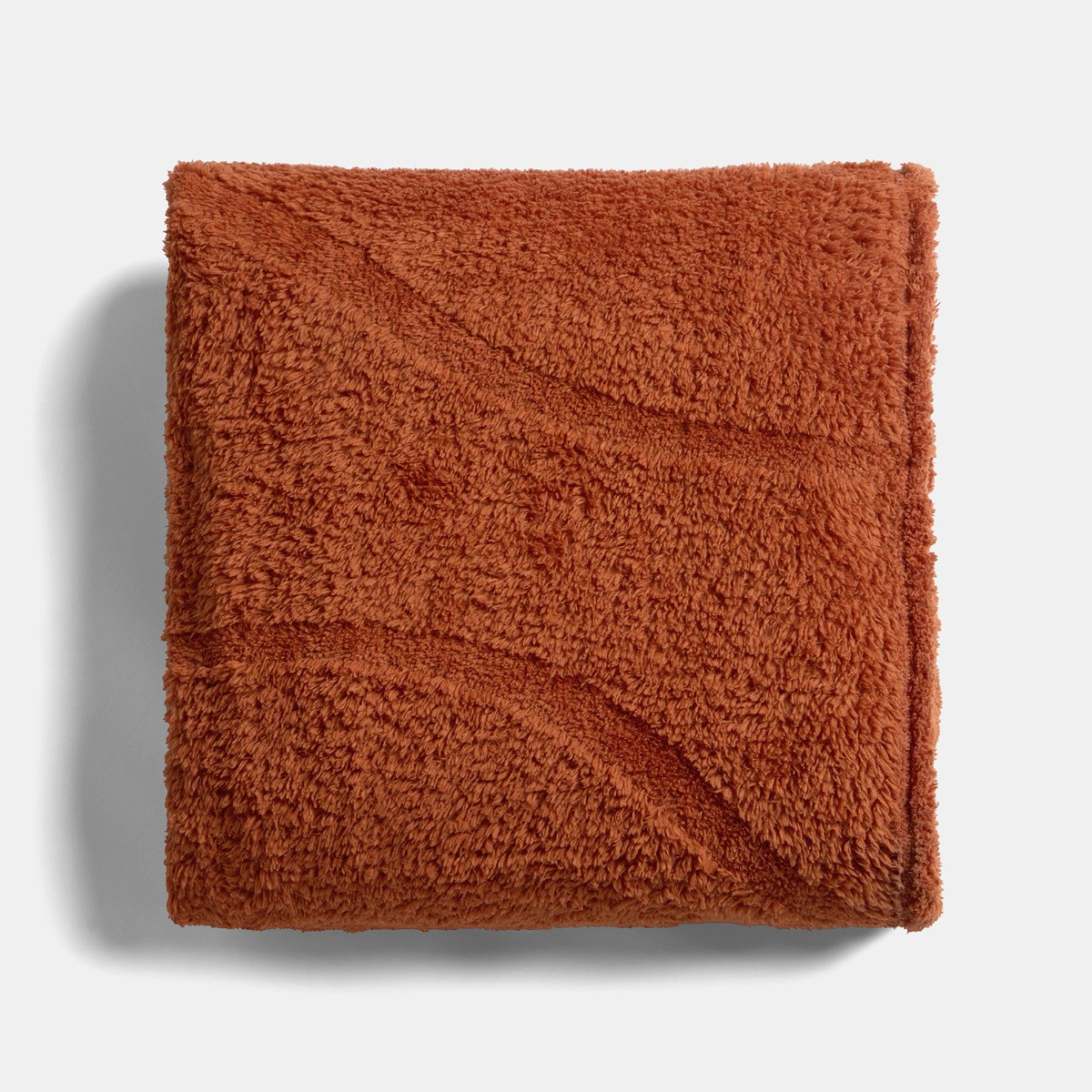 OHS Tufted Contour Teddy Fleece Throw, Rust - 125 x 150cm>