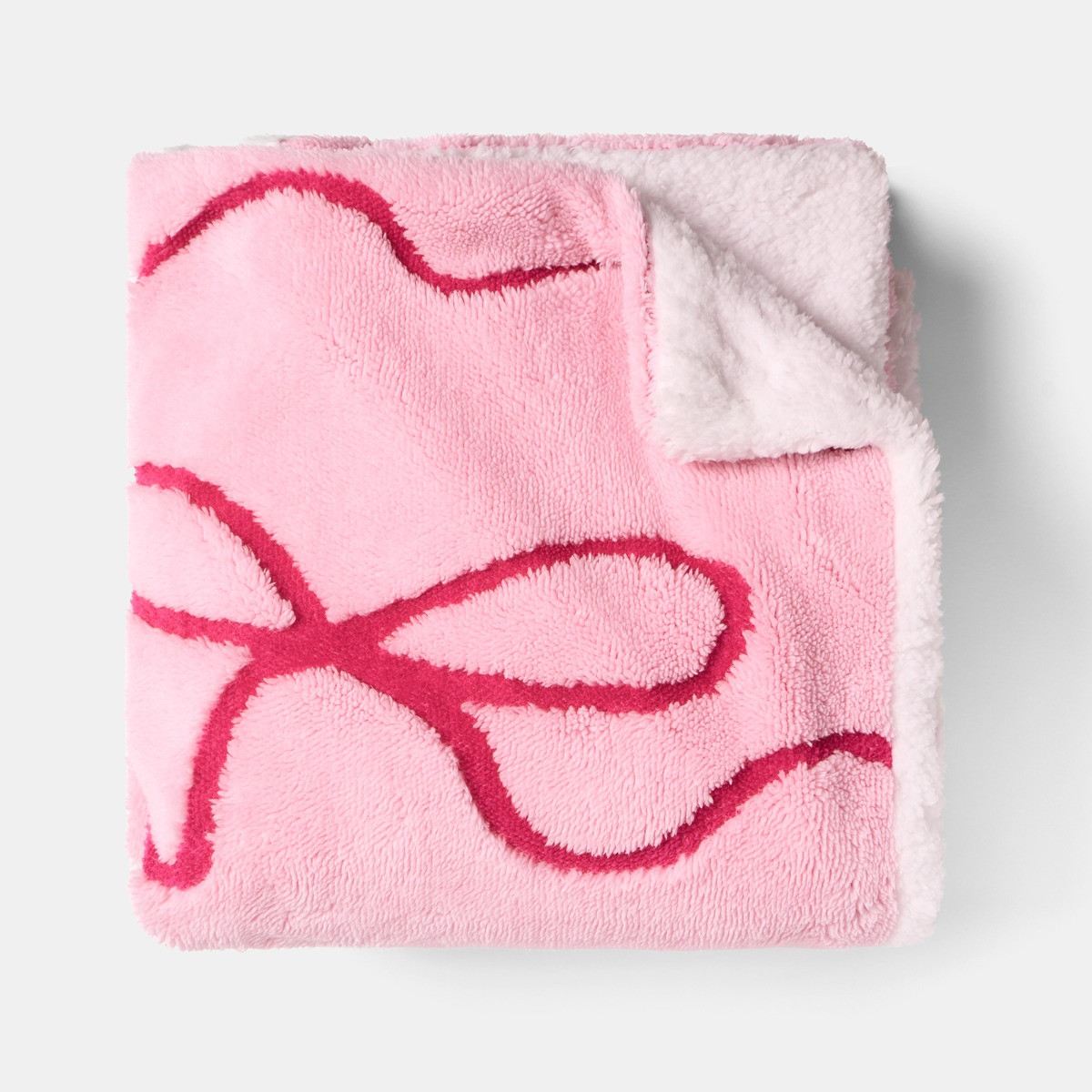 OHS Bows Tufted Fleece Throw - Pink>