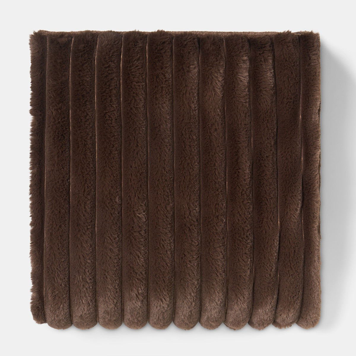 OHS Faux Fur Thick Ribbed Throw, Chocolate - 125 x 150cm>