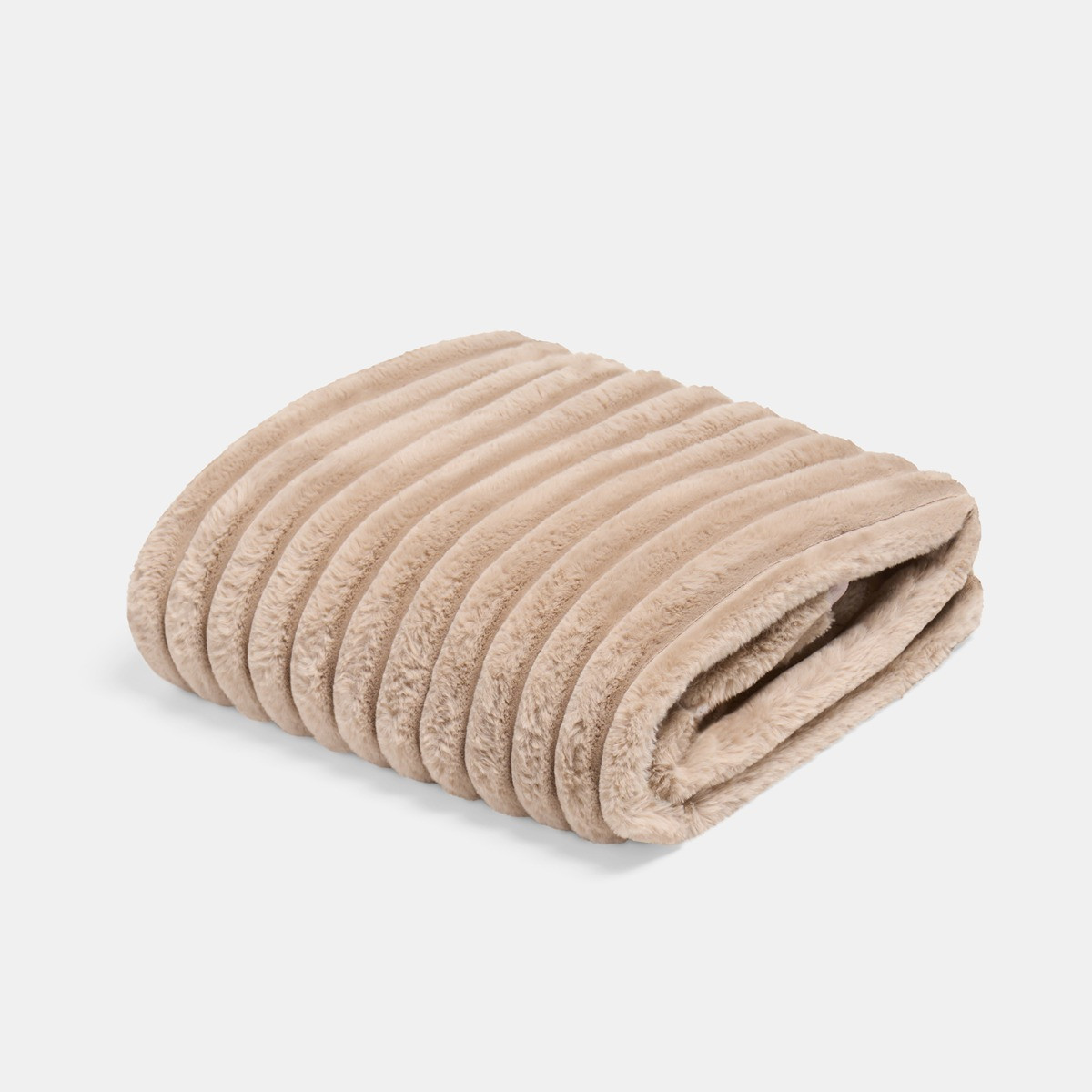 OHS Faux Fur Thick Ribbed Throw - Mink>