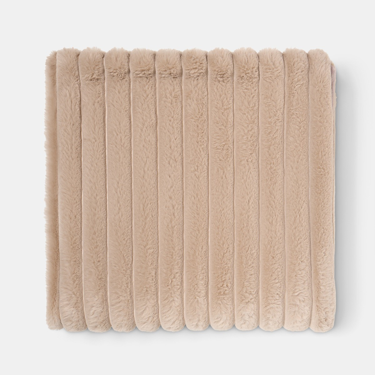OHS Faux Fur Thick Ribbed Throw - Mink>