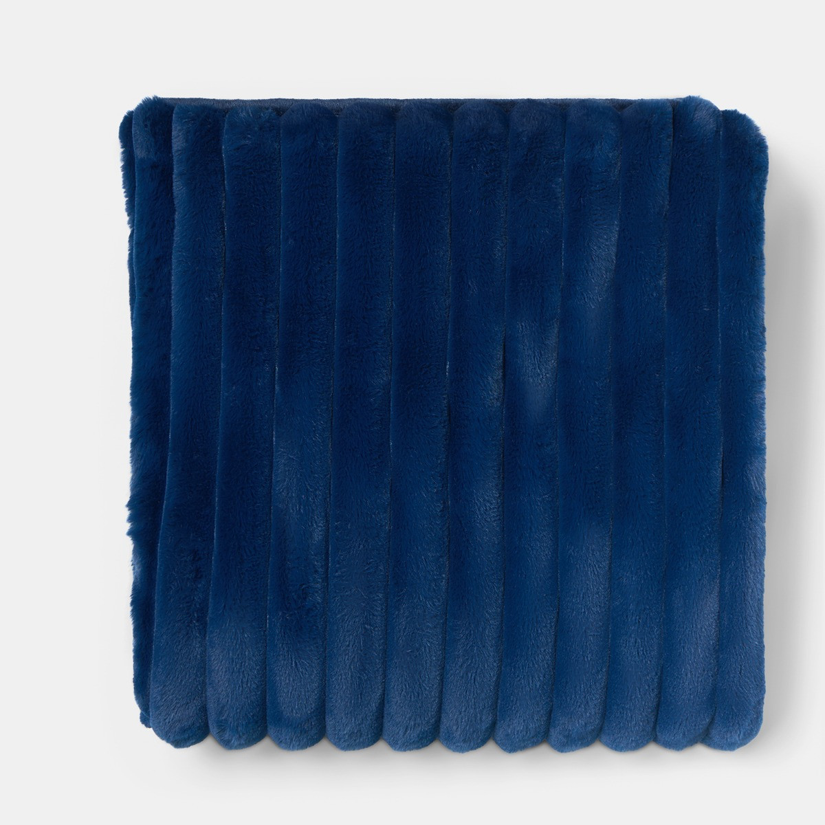OHS Faux Fur Thick Ribbed Throw - Navy>