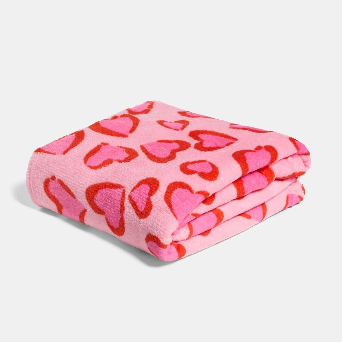 OHS Heart Leopard Print Fleece Throw - Pink/Red>