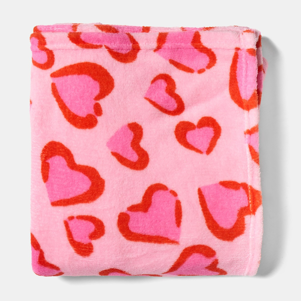 OHS Heart Leopard Print Fleece Throw - Pink/Red>