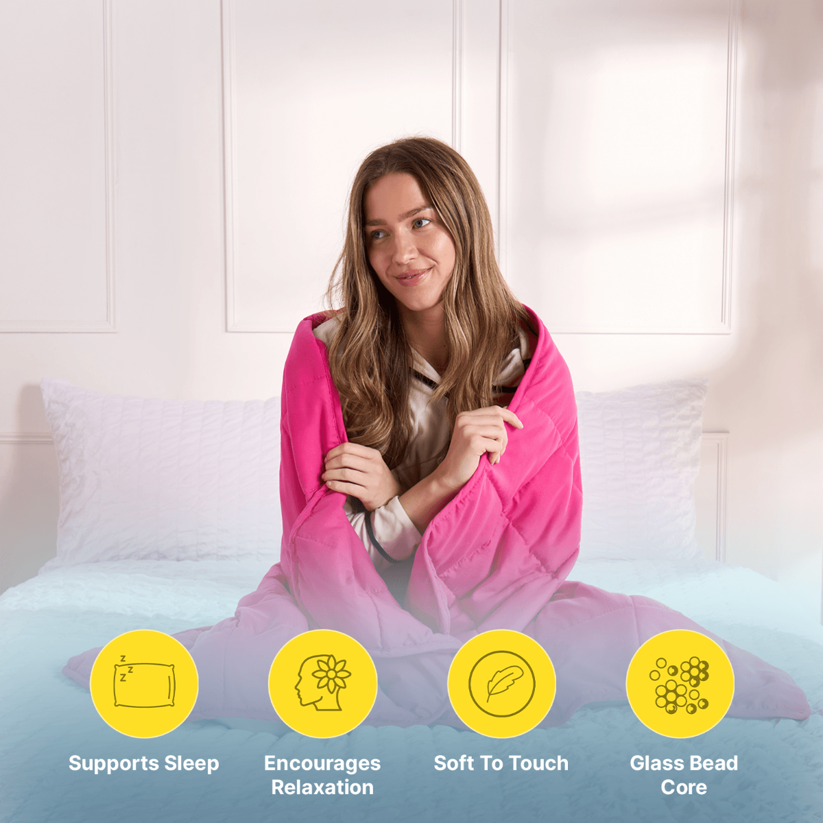 OHS Supersoft Weighted 6kg Blanket, Hot Pink - 125 x 180cm>