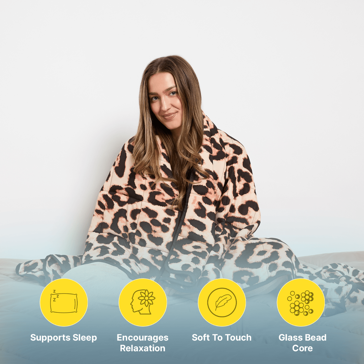 OHS Leopard Print Supersoft Weighted Blanket, Natural - 8kg>
