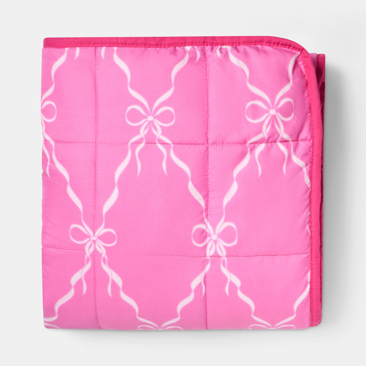 OHS Bow Print Supersoft Weighted Blanket, Hot Pink - 8kg>