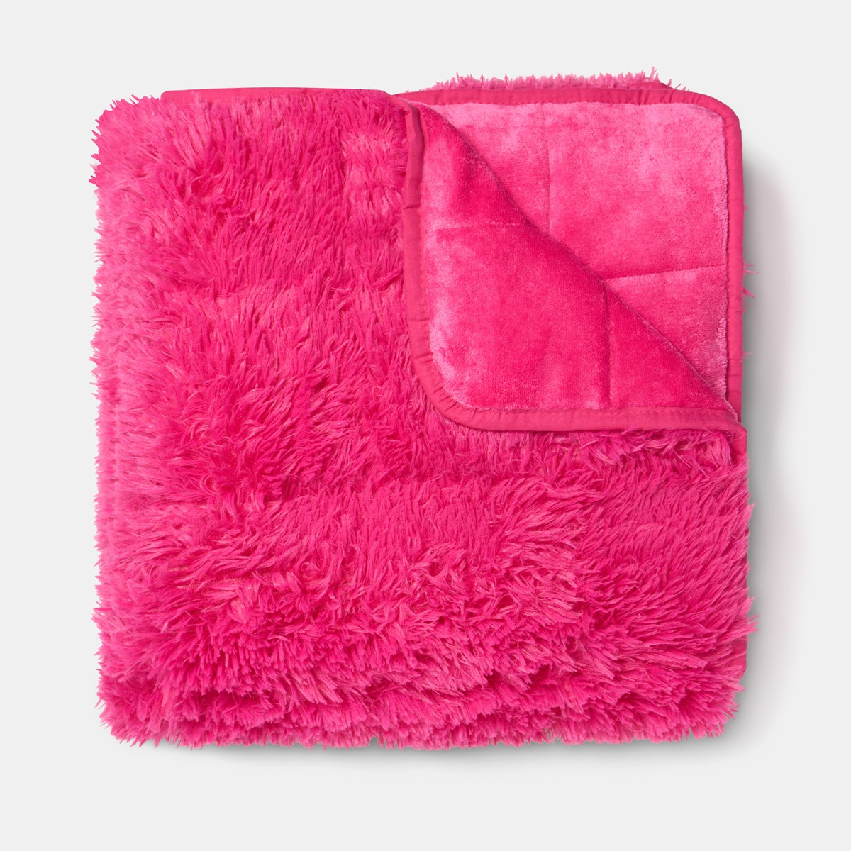 OHS Fluffy Faux Fur Weighted 6kg Blanket, Hot Pink - 125 x 180cm>