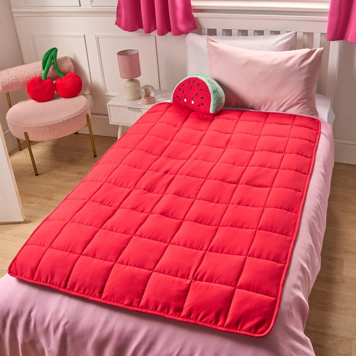 OHS Kids Supersoft Weighted Blanket, Pink/Red - 3kg>