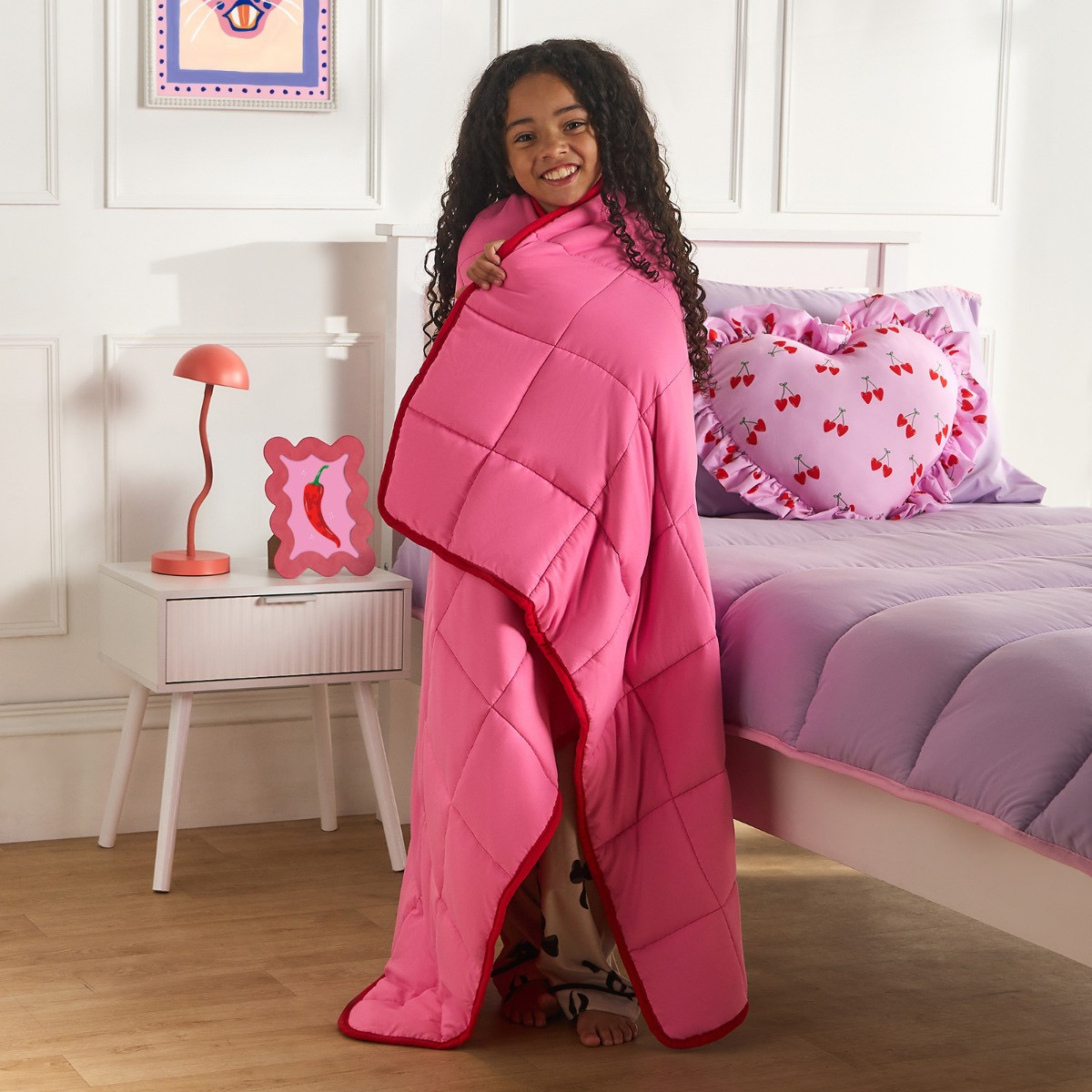 OHS Kids Supersoft Weighted Blanket, Pink/Red - 3kg>