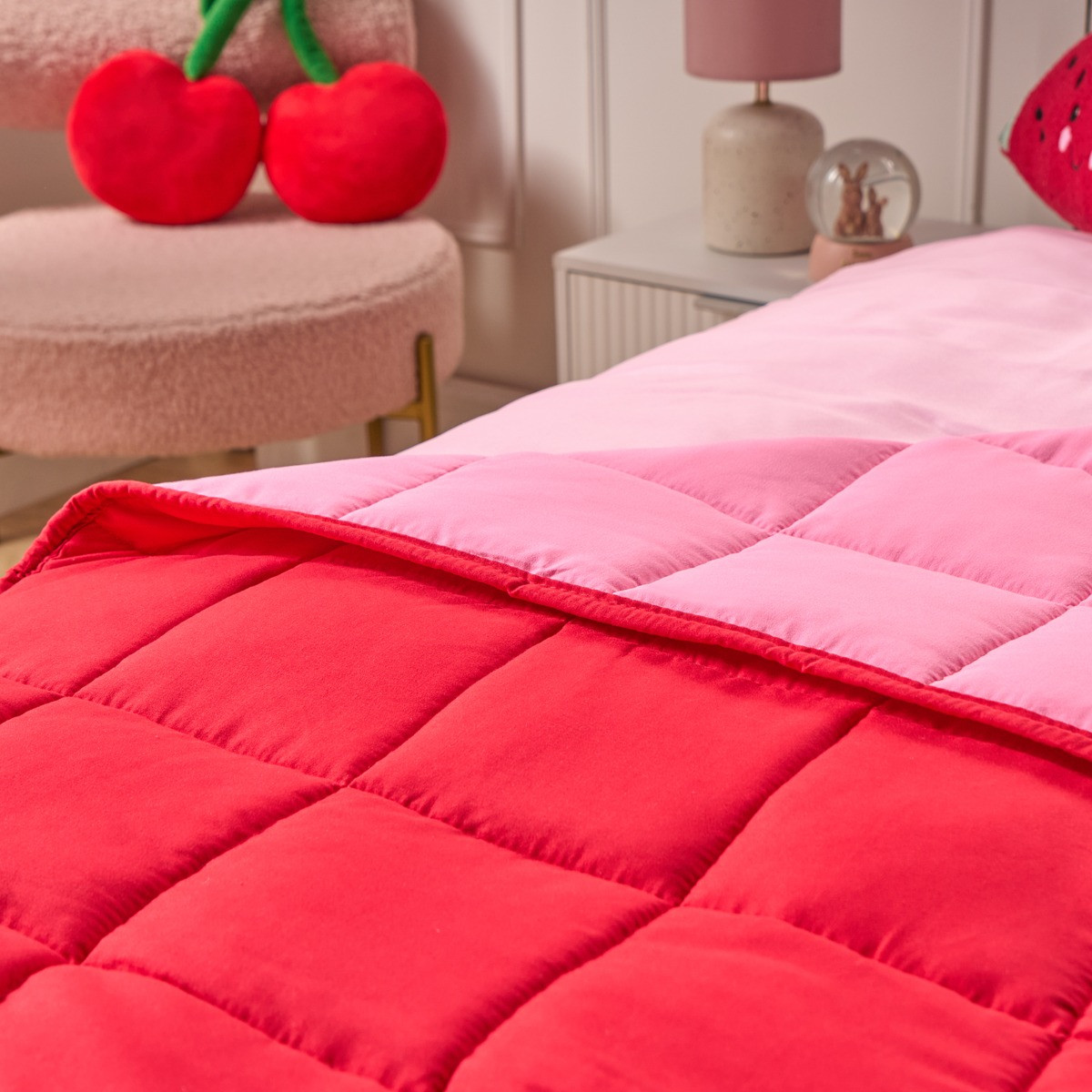 OHS Kids Supersoft Weighted Blanket, Pink/Red - 3kg>