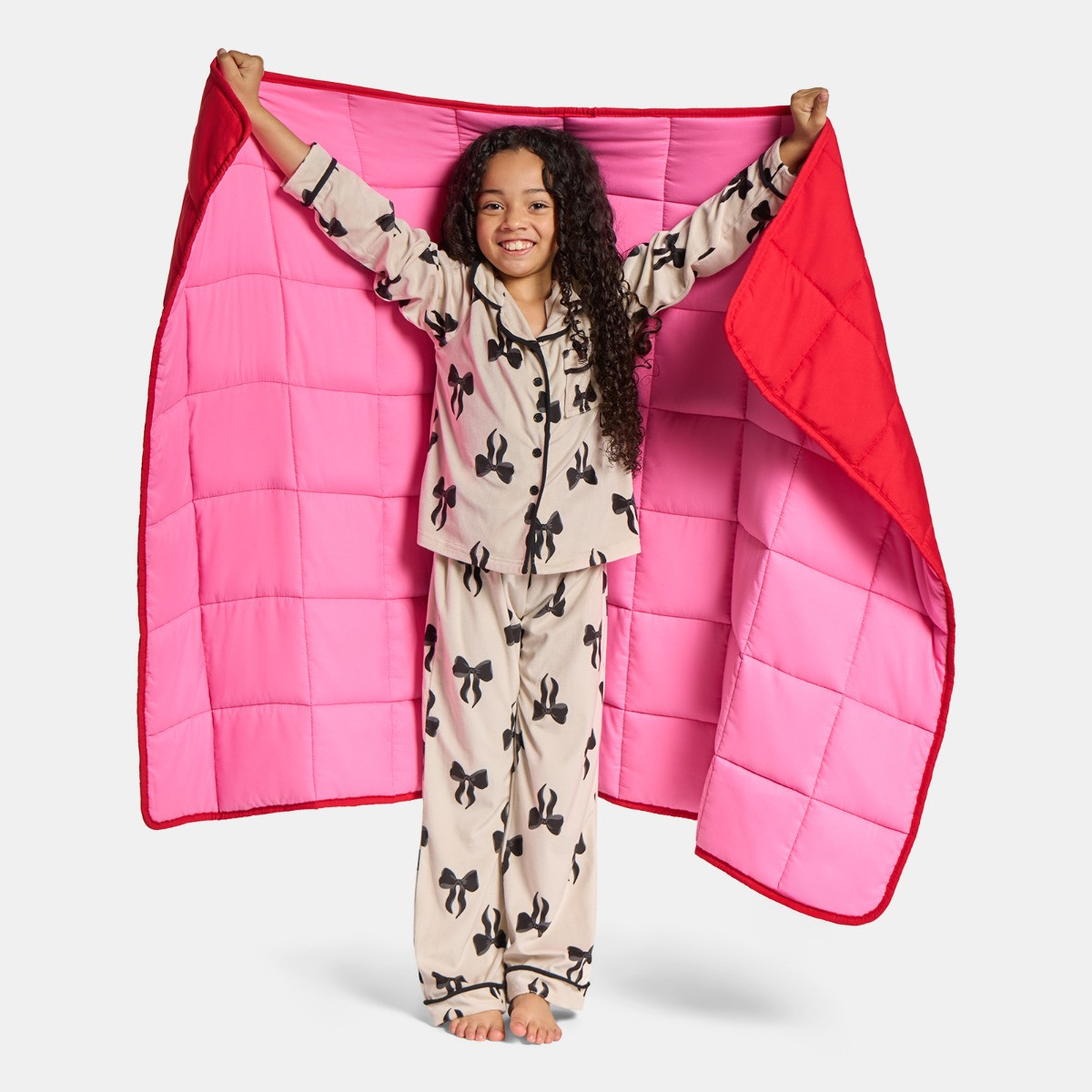OHS Kids Supersoft Weighted Blanket, Pink/Red - 3kg>