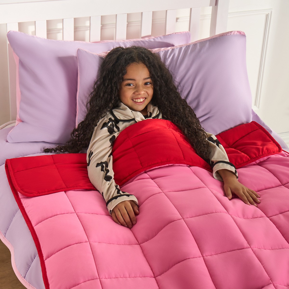 OHS Kids Supersoft Weighted Blanket, Pink/Red - 3kg>