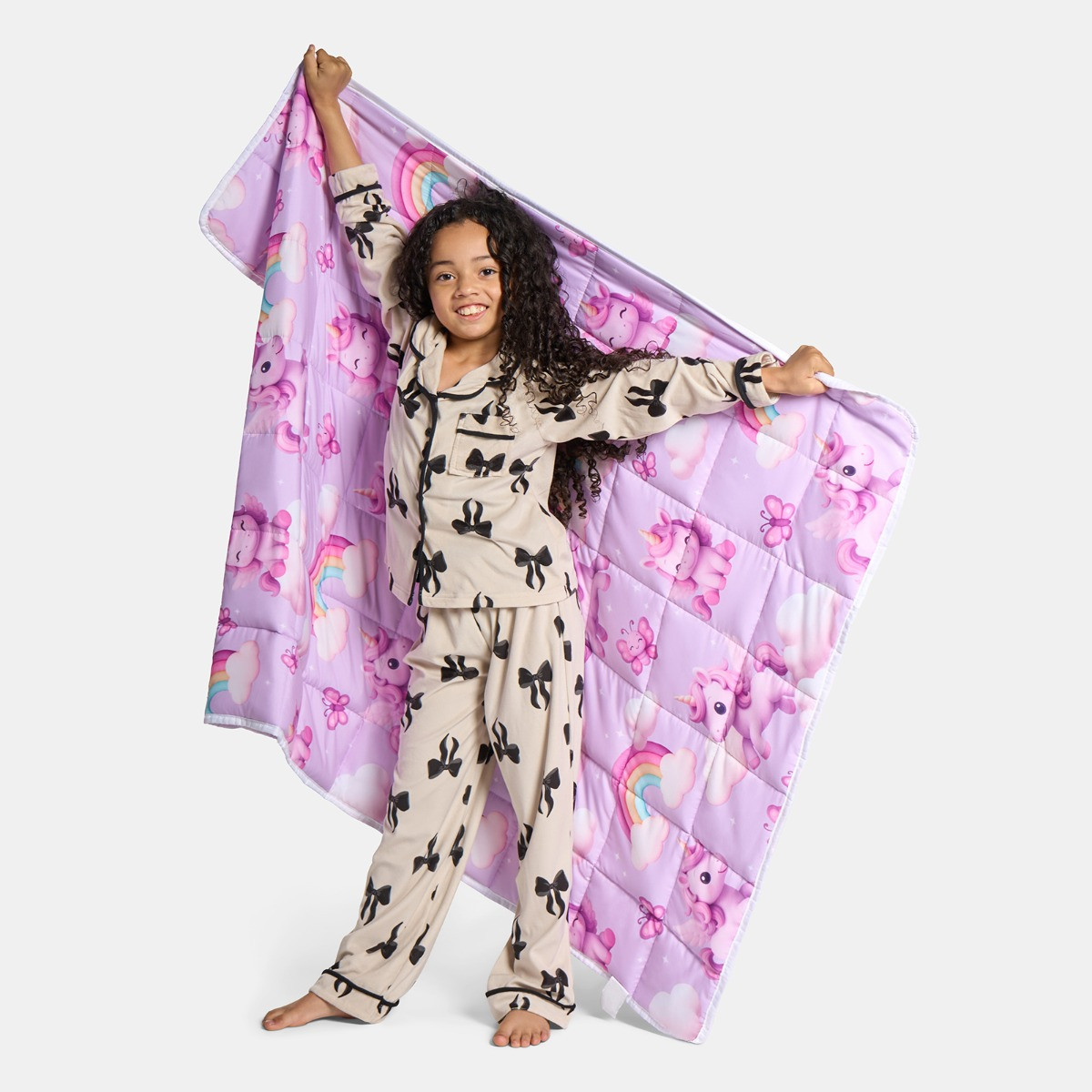 OHS Kids Unicorn Print Weighted Blanket, Lilac - 3kg>