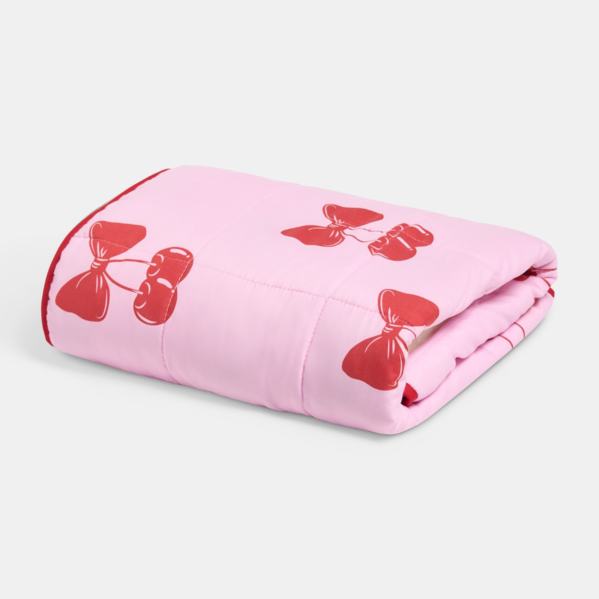 OHS Kids Cherry Bow Print Weighted Blanket, Pink/Red - 3kg>
