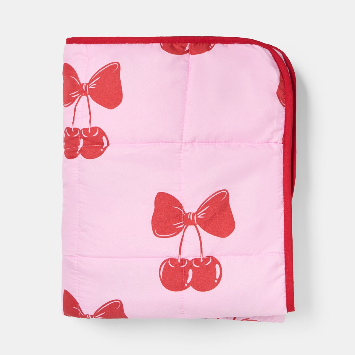 OHS Kids Cherry Bow Print Weighted Blanket, Pink/Red - 3kg>