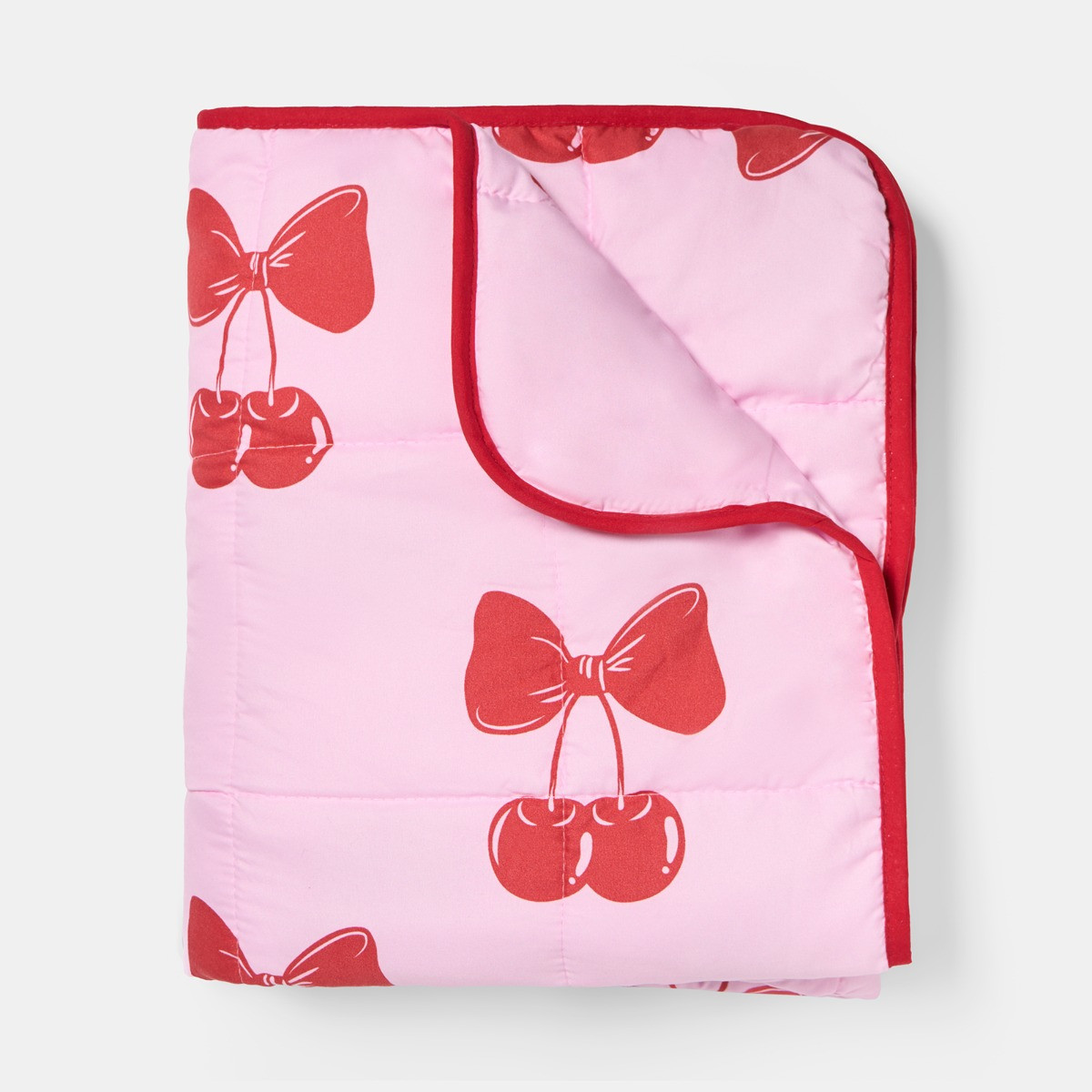 OHS Kids Cherry Bow Print Weighted Blanket, Pink/Red - 3kg>