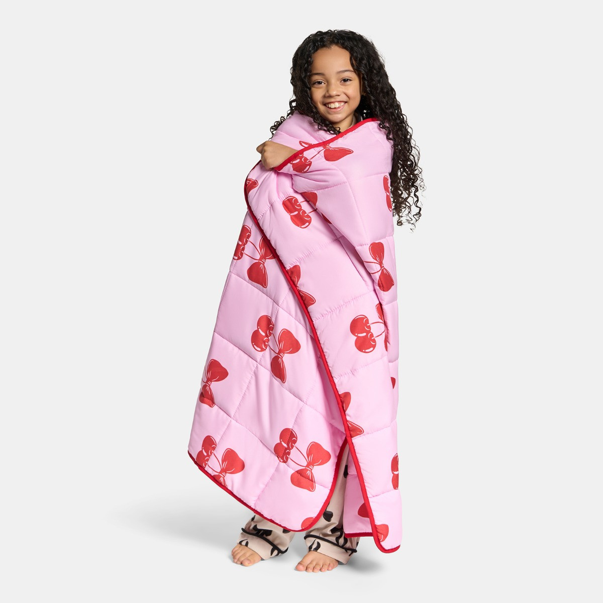 OHS Kids Cherry Bow Print Weighted Blanket, Pink/Red - 3kg>