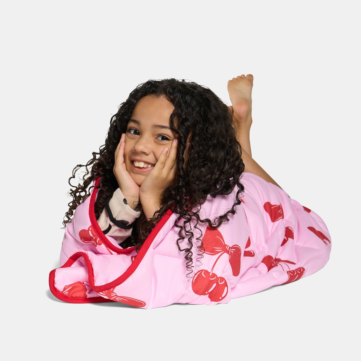 OHS Kids Cherry Bow Print Weighted Blanket, Pink/Red - 3kg>