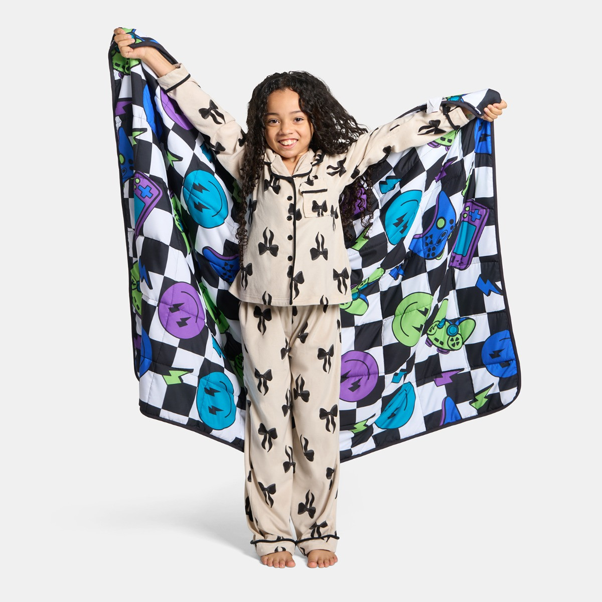 OHS Kids Gaming Checkerboard Print Weighted Blanket, Multi - 3kg>