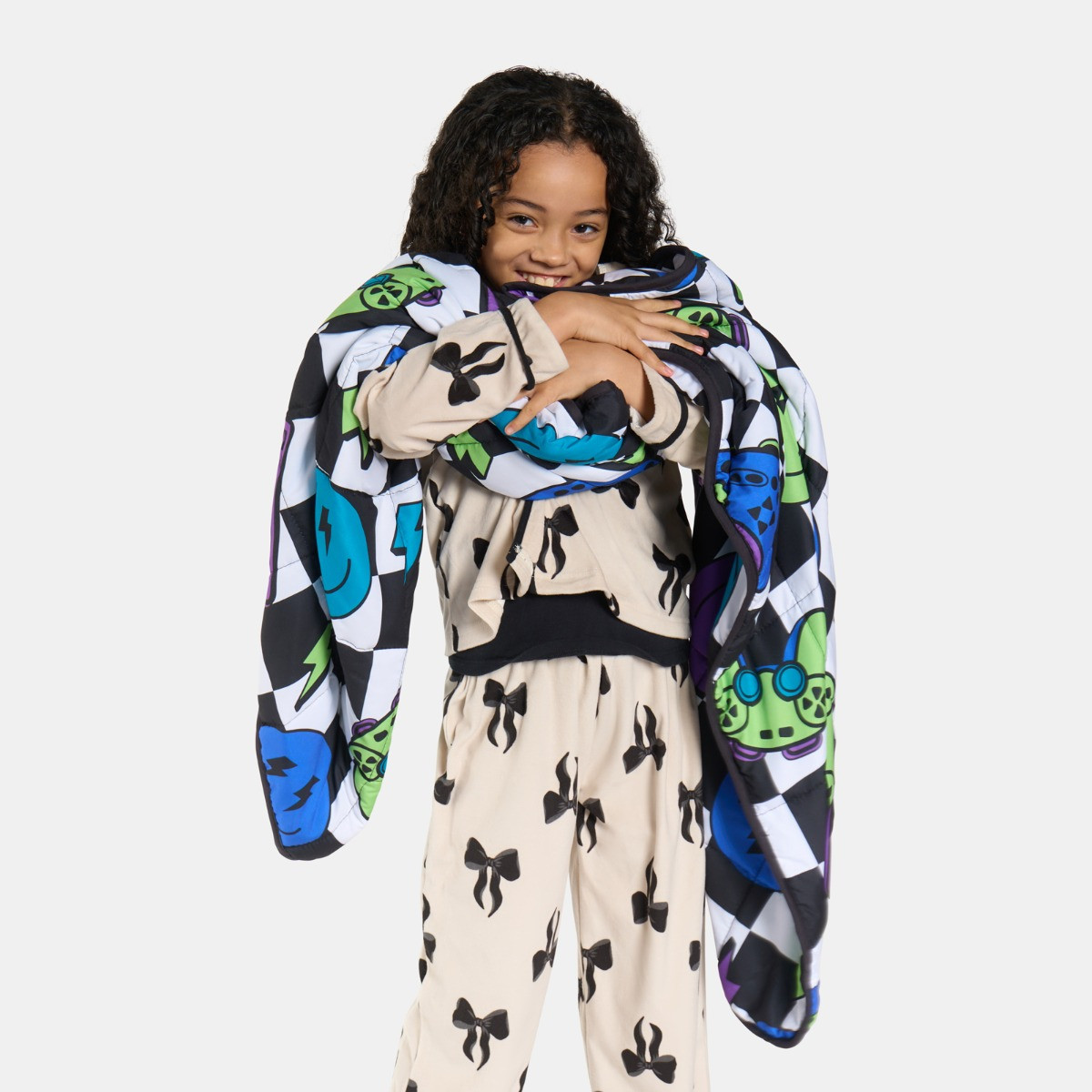 OHS Kids Gaming Checkerboard Print Weighted Blanket, Multi - 3kg>