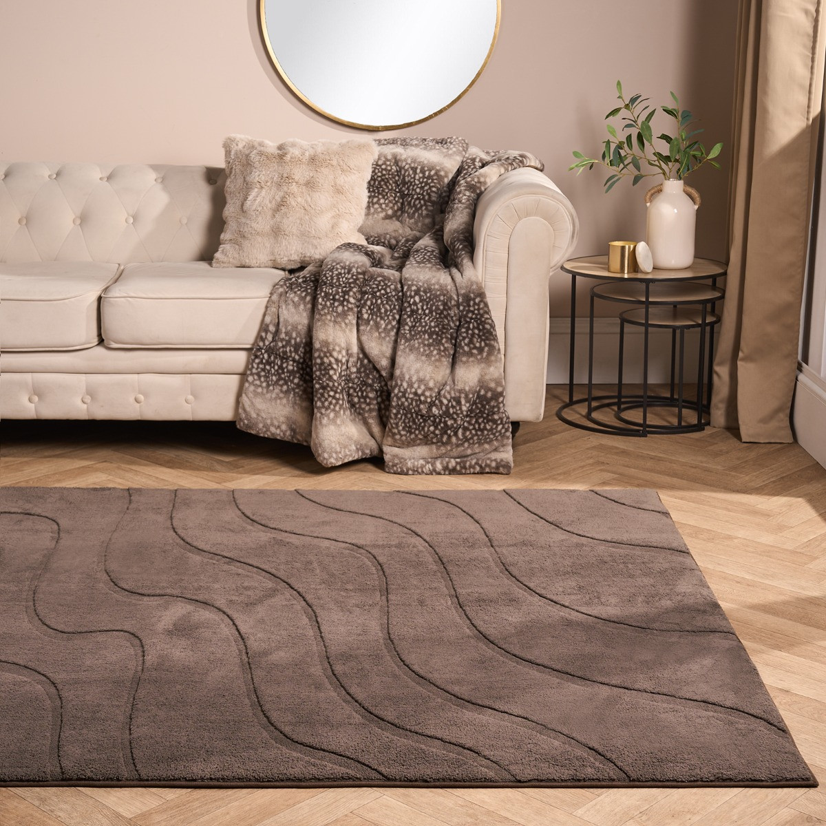 OHS Tufted Contour Rug, Coffee - 120 x 170cm>