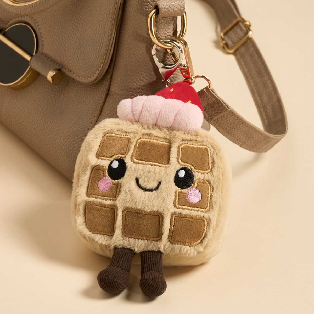 OHS Honey The Waffle Keyring - Natural/Pink>