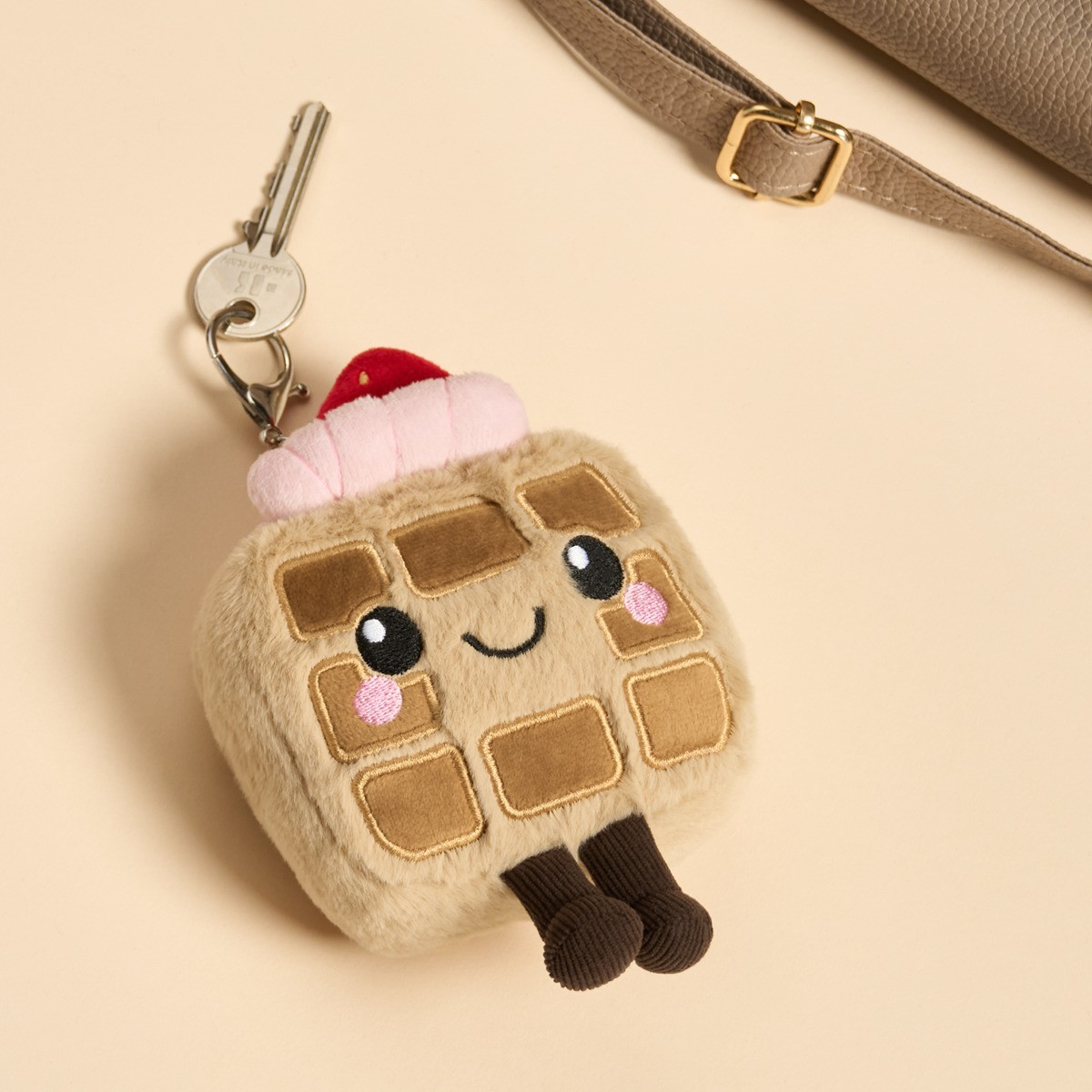 OHS Honey The Waffle Keyring - Natural/Pink>