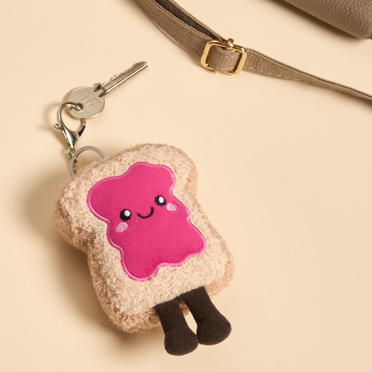OHS Rosie The Jam Toast Keyring - Hot Pink/Natural>