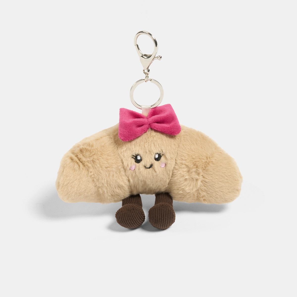 OHS Chloe The Bow Croissant Keyring - Natural/Hot Pink>