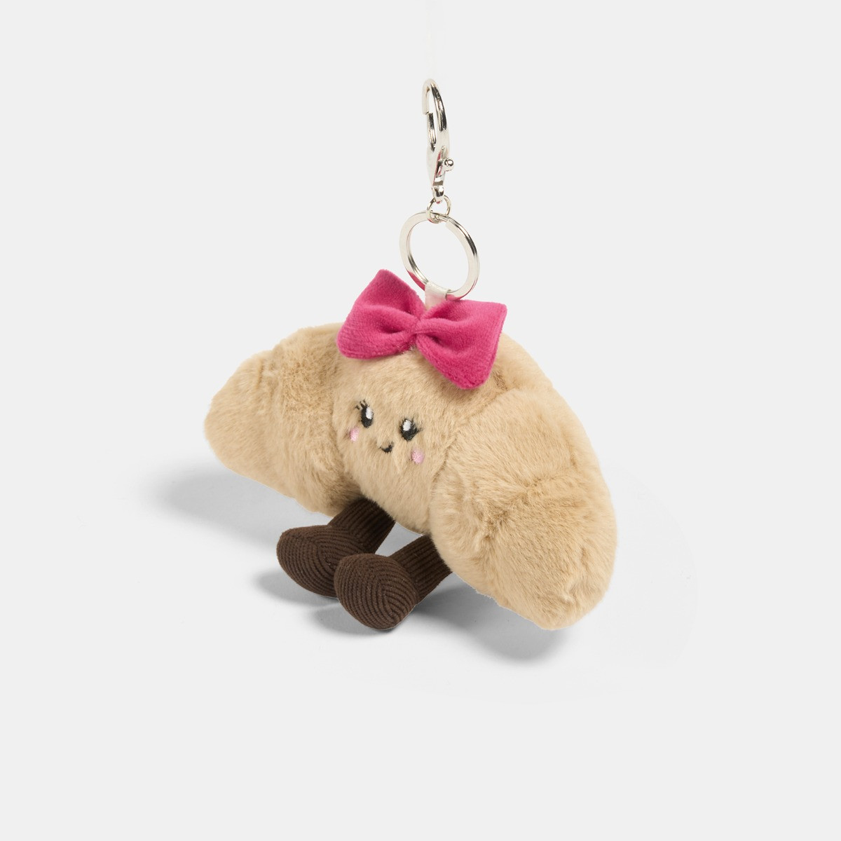 OHS Chloe The Bow Croissant Keyring - Natural/Hot Pink>
