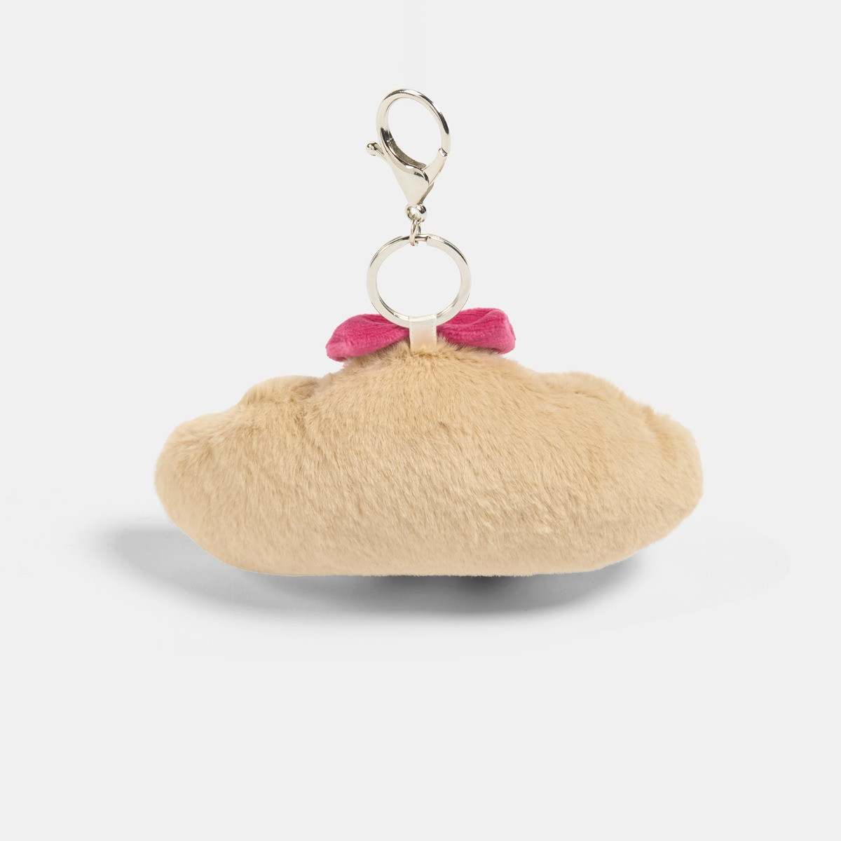 OHS Chloe The Bow Croissant Keyring - Natural/Hot Pink>
