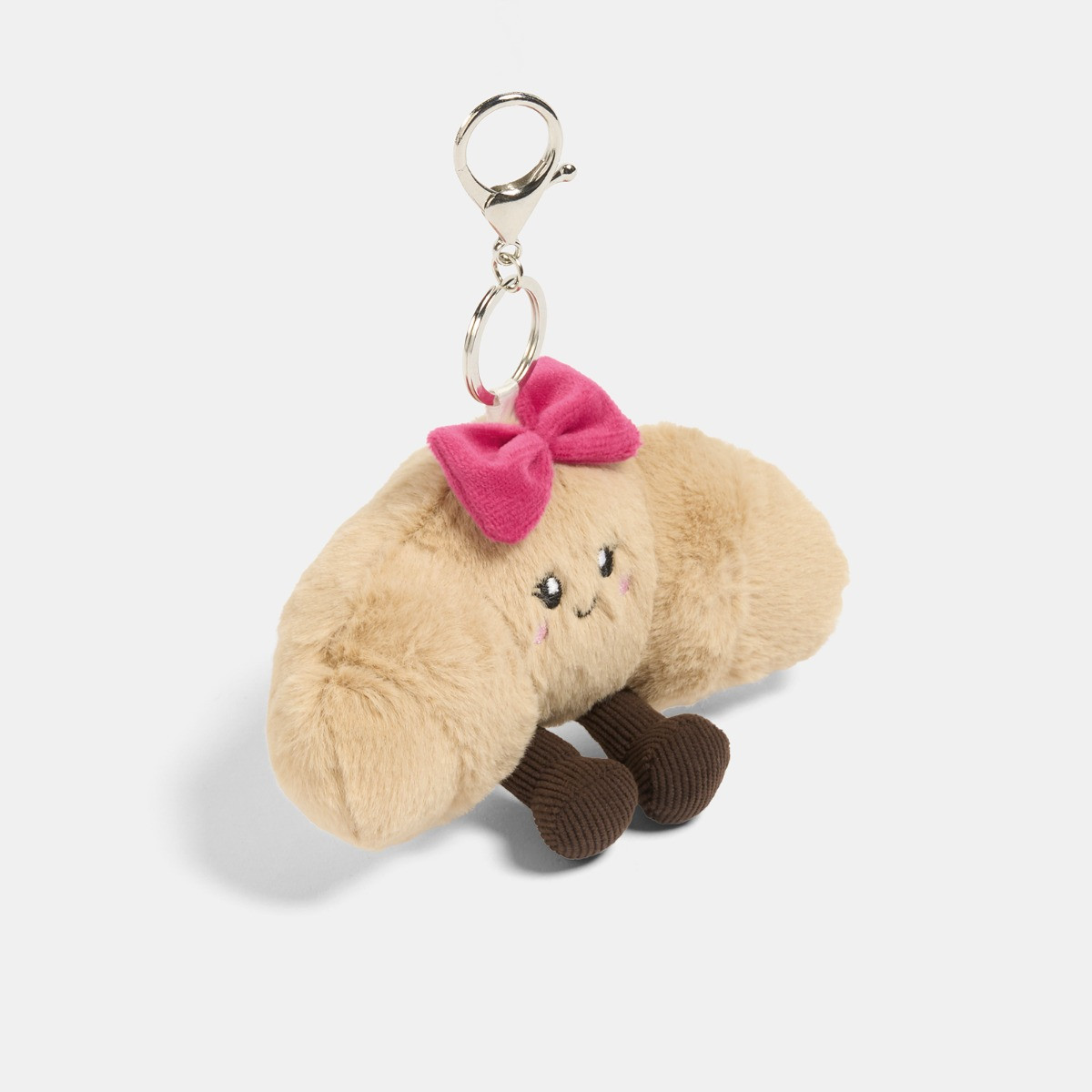 OHS Chloe The Bow Croissant Keyring - Natural/Hot Pink>