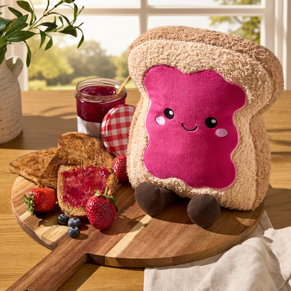 OHS Rosie The Jam Toast Cushion - Hot Pink/Natural>