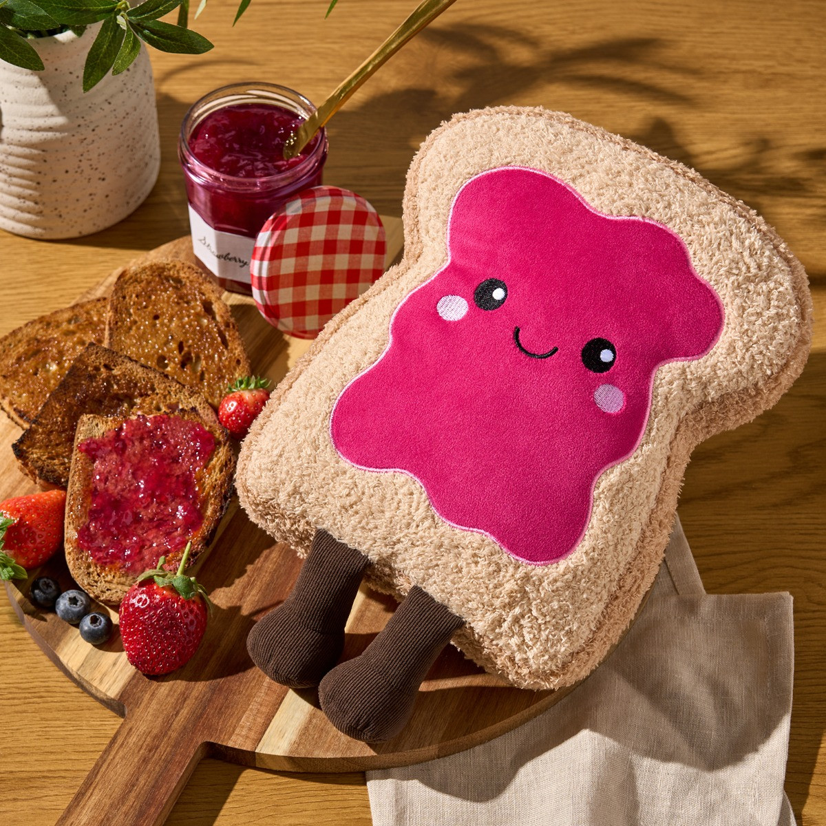OHS Rosie The Jam Toast Cushion - Hot Pink/Natural>