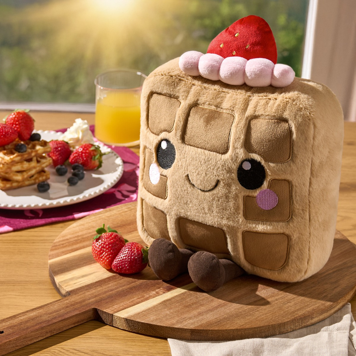 OHS Honey The Waffle Cushion - Natural/Pink>