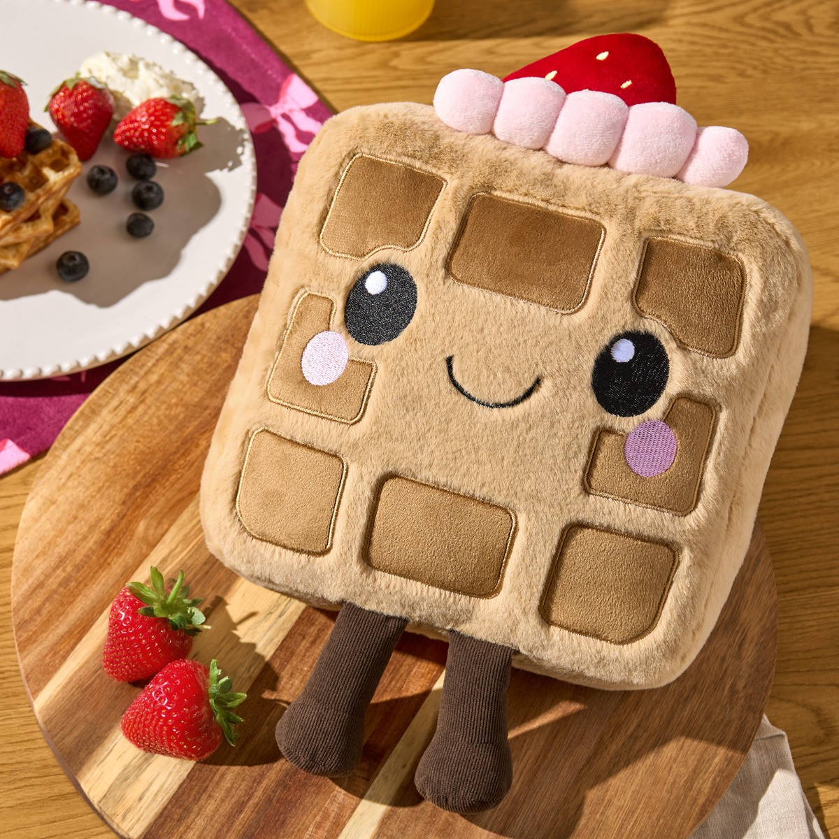 OHS Honey The Waffle Cushion - Natural/Pink>