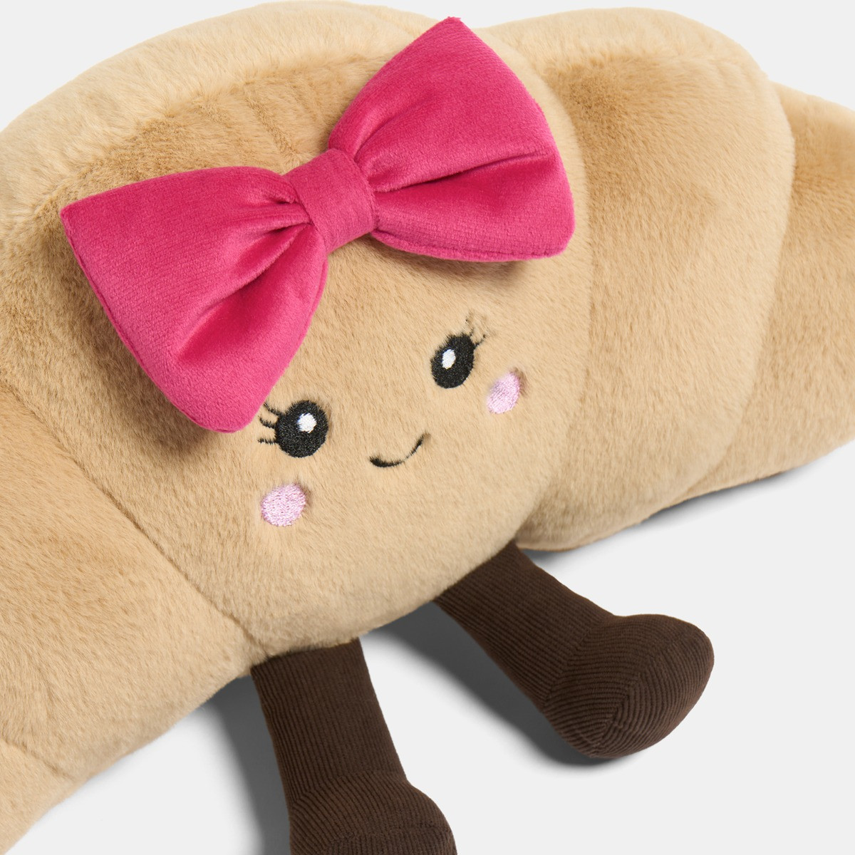 OHS Chloe The Bow Croissant Cushion - Natural/Hot Pink>