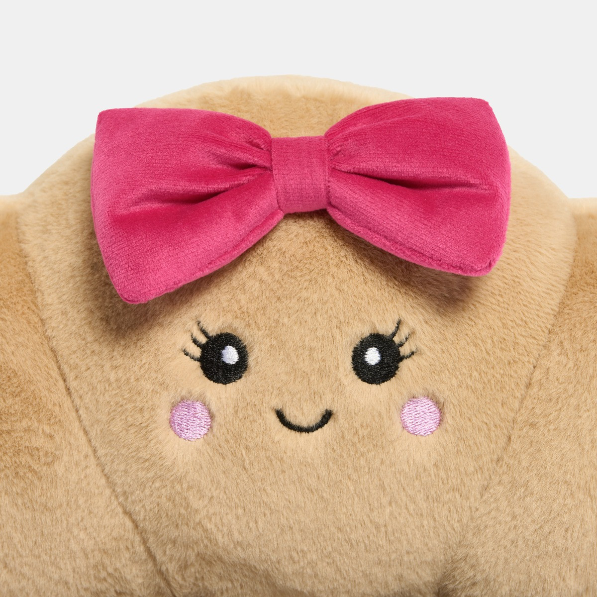 OHS Chloe The Bow Croissant Cushion - Natural/Hot Pink>