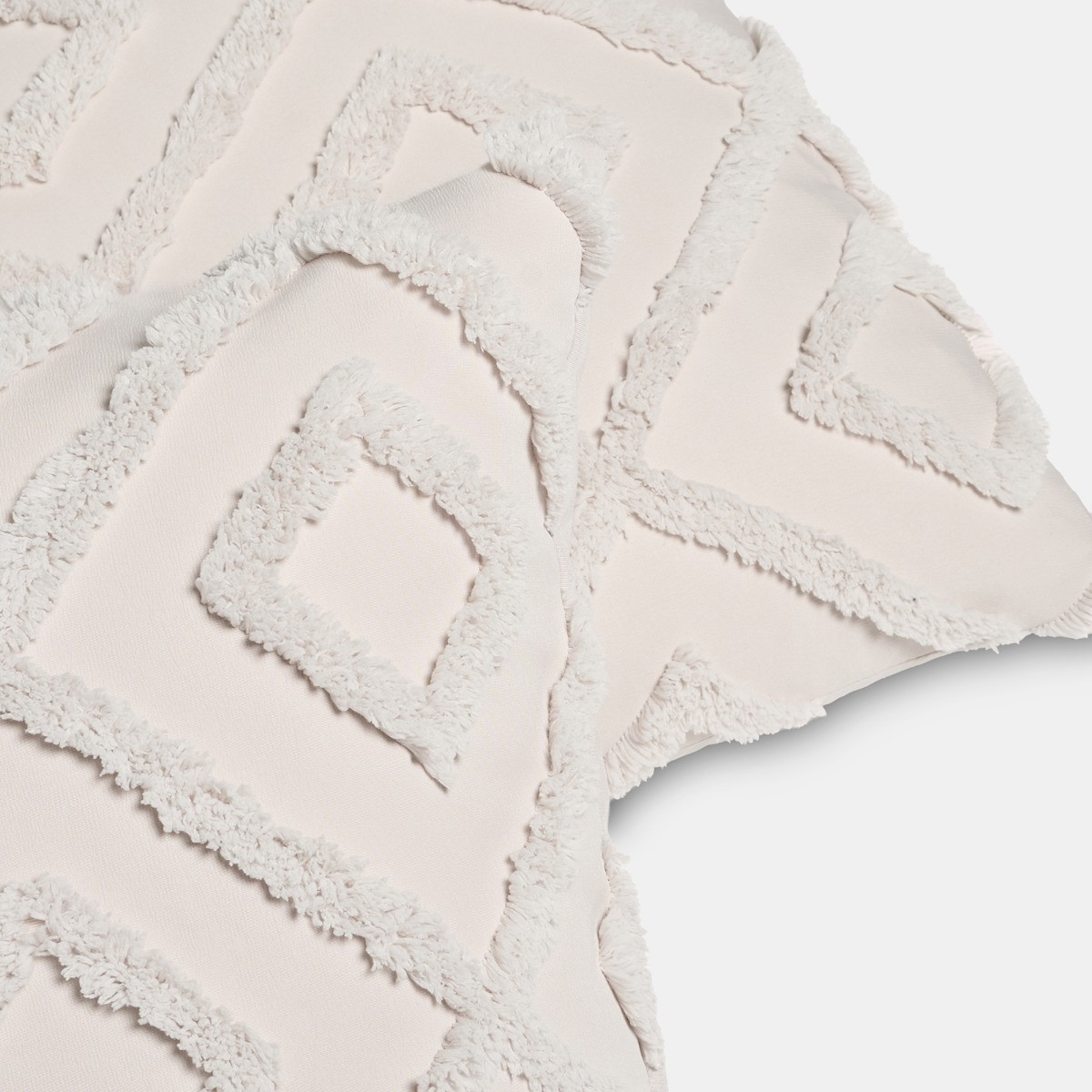 OHS Tufted Geometric Cushion Covers, Stone - 45 x 45cm>