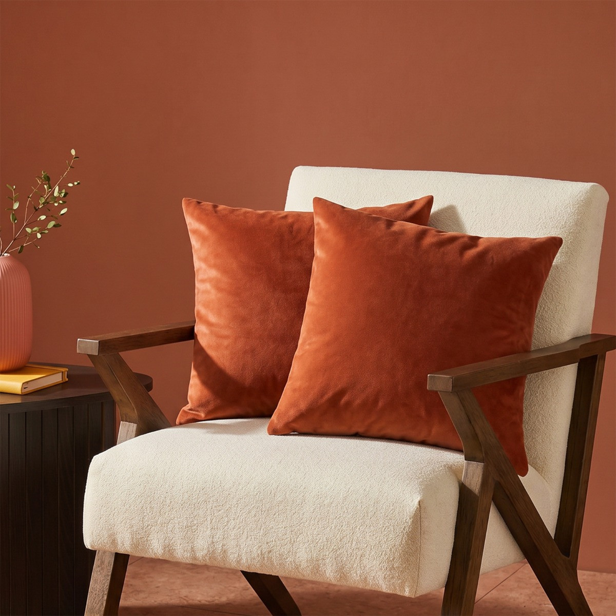 OHS Matte Velvet Cushion Covers - Rust>