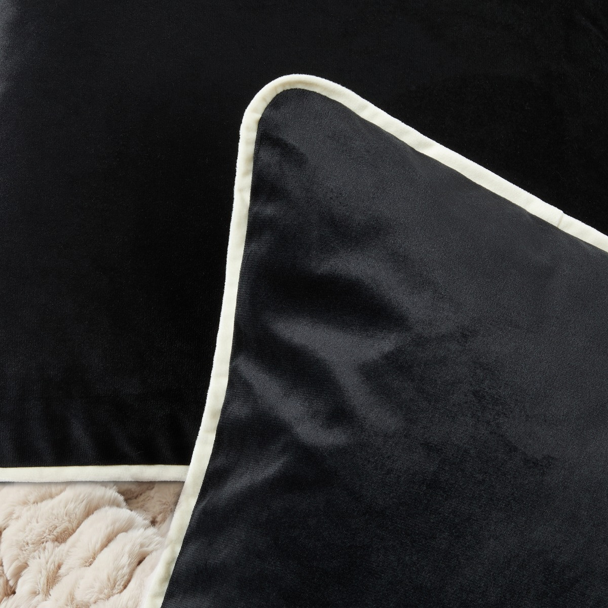 OHS Matte Velvet Piped Edge Cushion Covers - Monochrome>