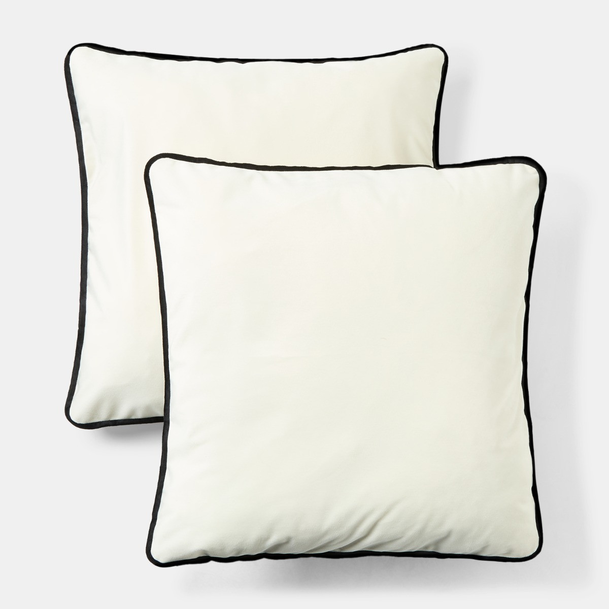 OHS Matte Velvet Piped Edge Cushion Covers - Cream>