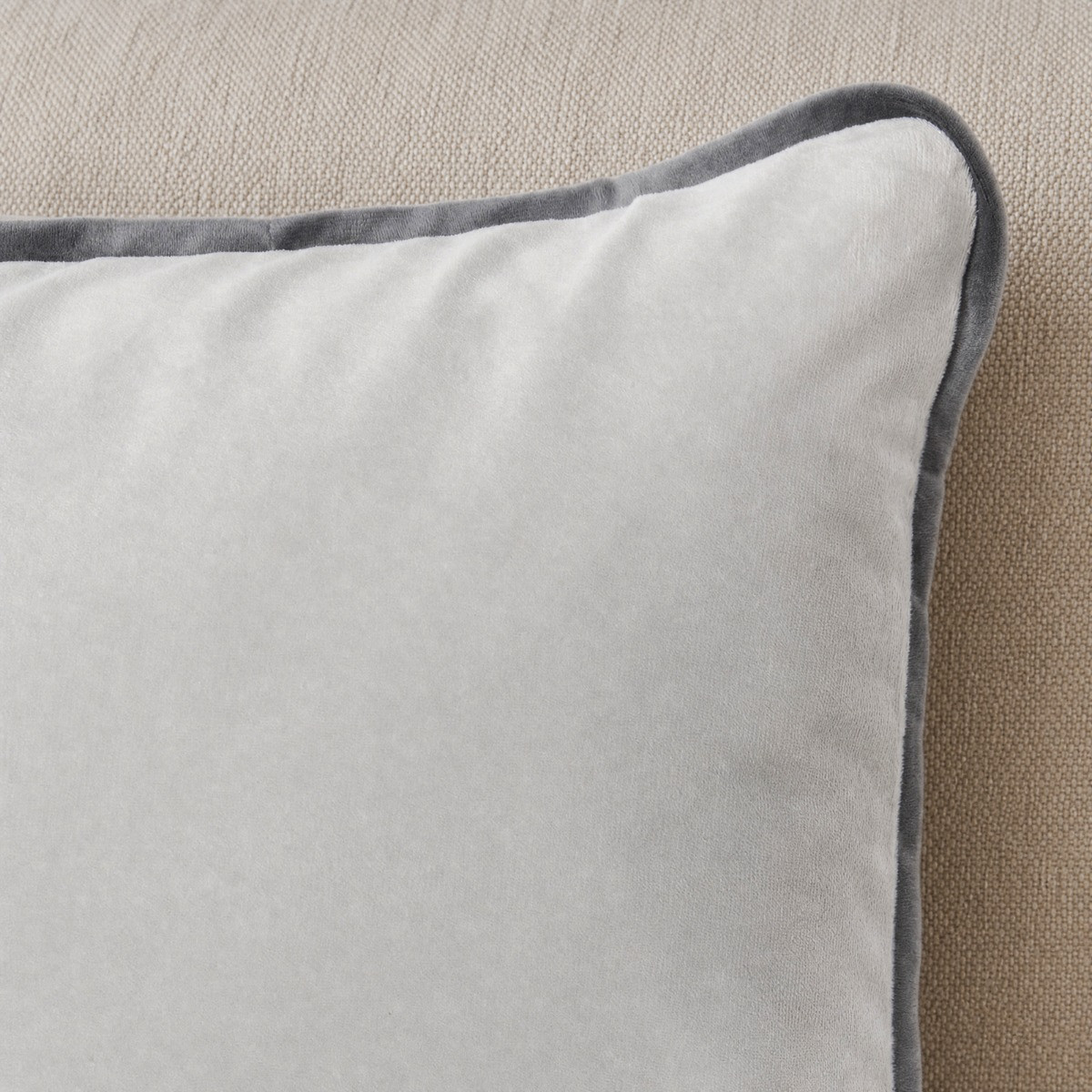 OHS Matte Velvet Piped Edge Cushion Covers - Grey>