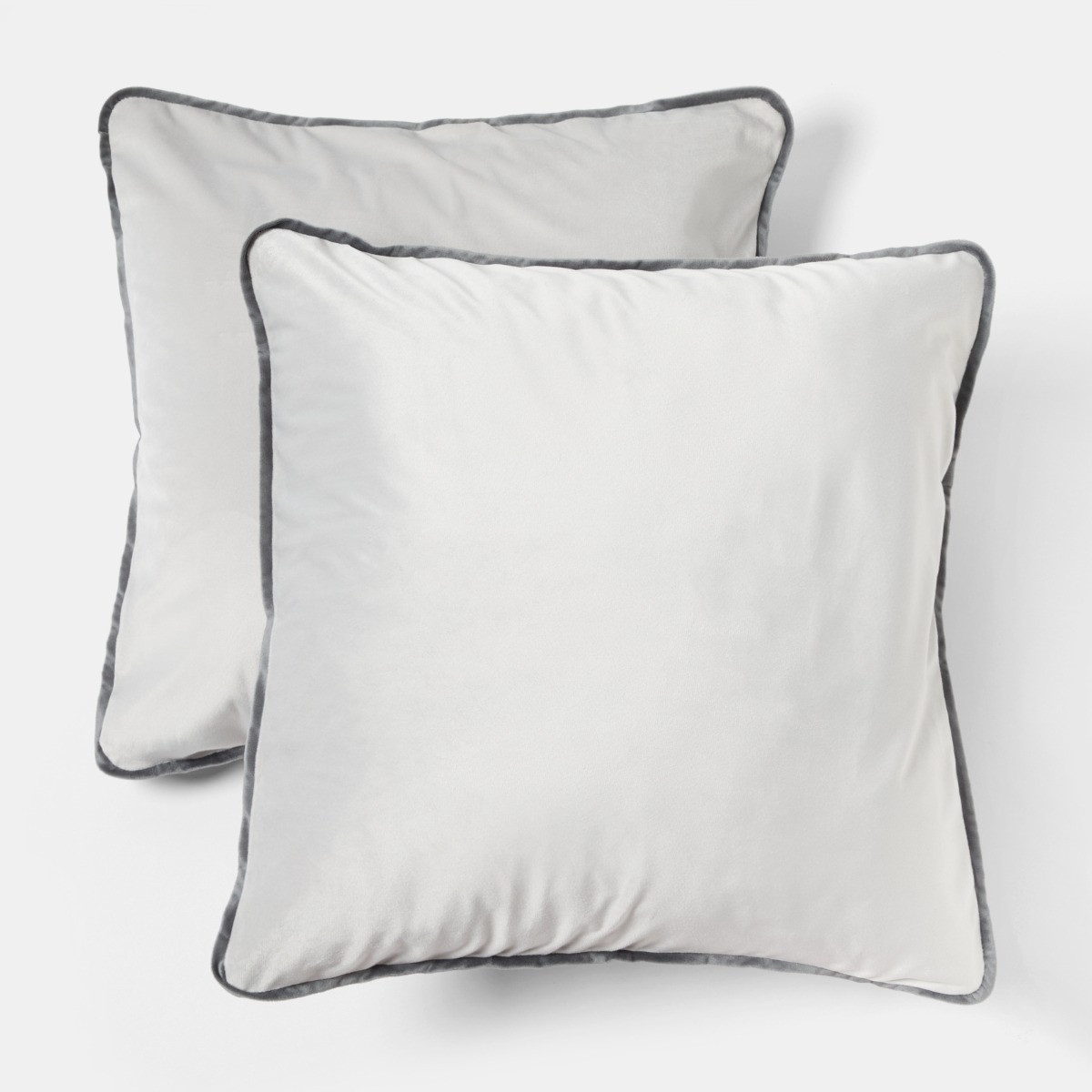 OHS Matte Velvet Piped Edge Cushion Covers - Grey>