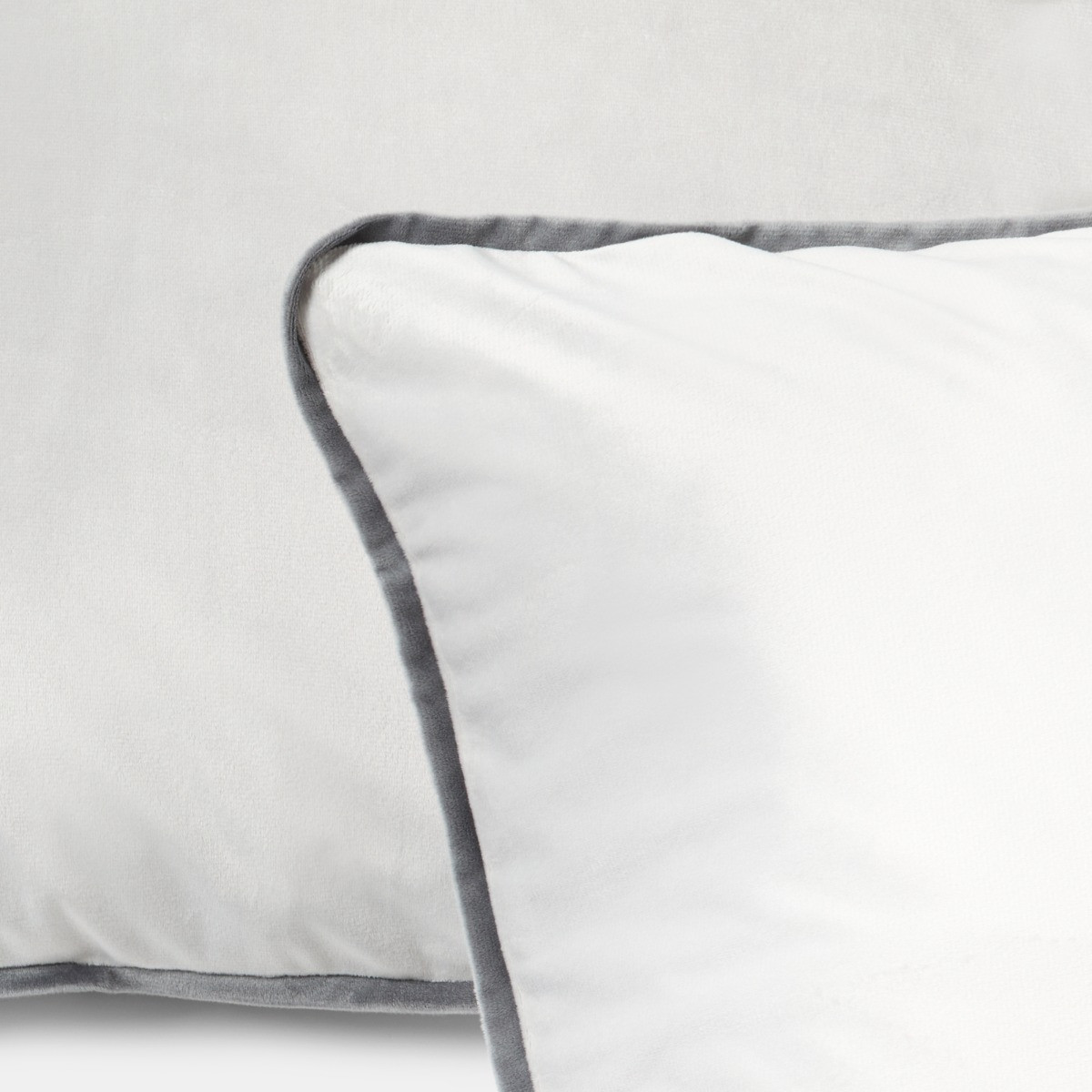OHS Matte Velvet Piped Edge Cushion Covers - Grey>